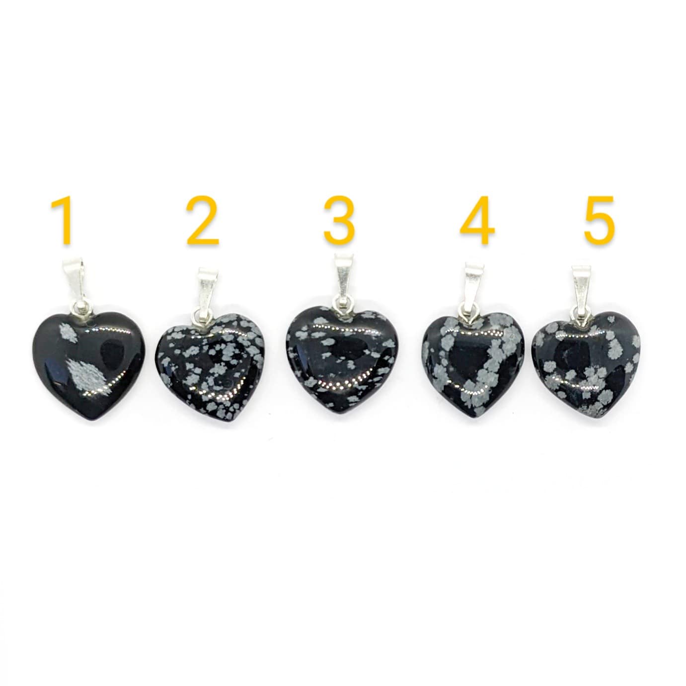 Collier cœur Obsidienne flocon de neige