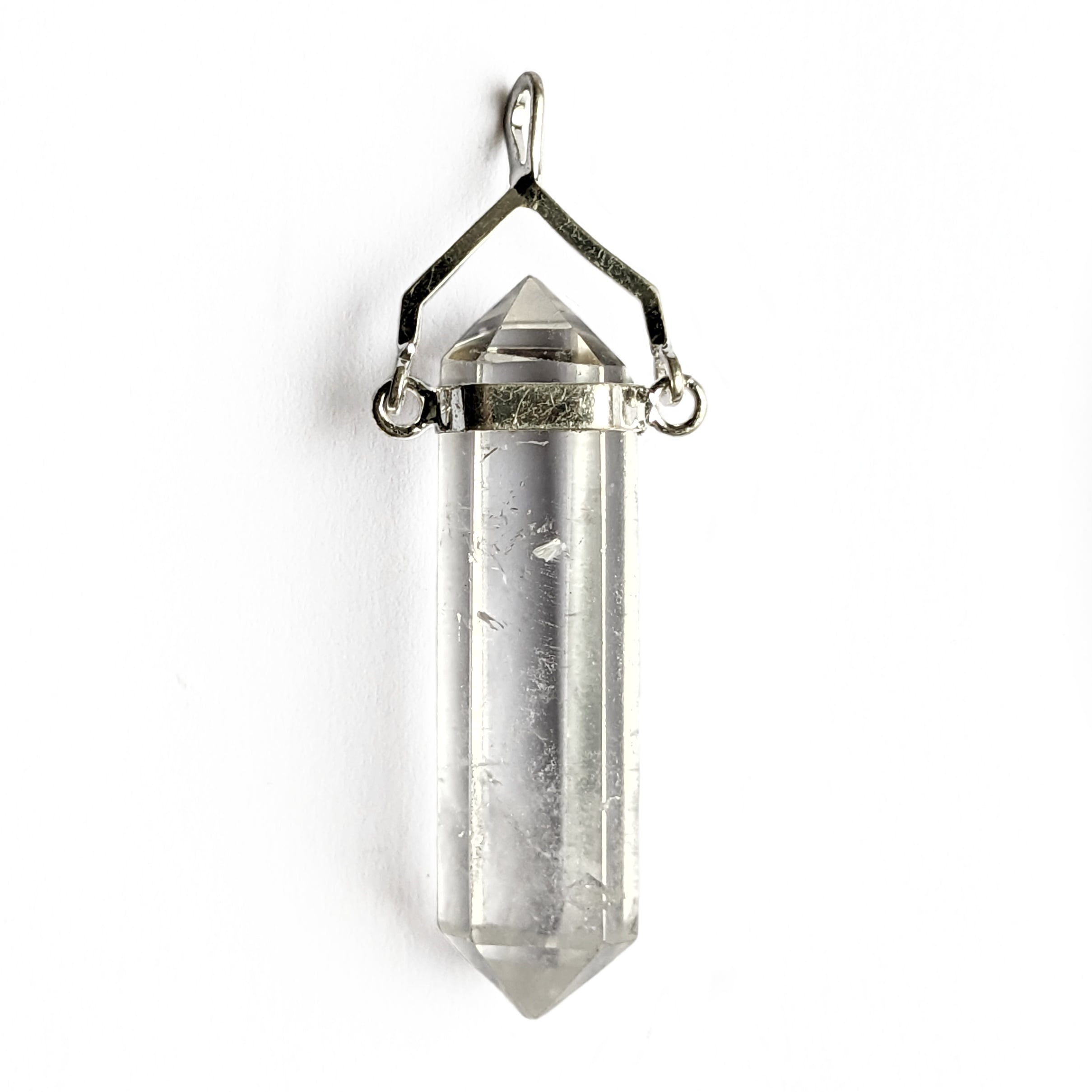 pendentif cristal de roche biterminé