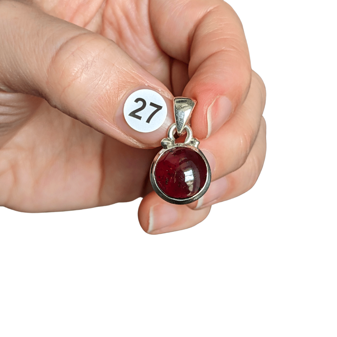 pendentif pierre grenat rouge