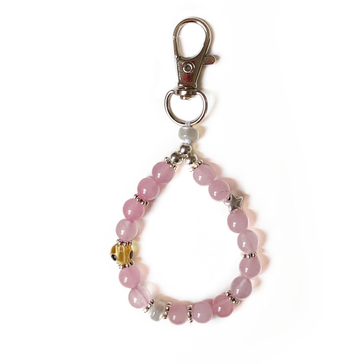 porte clés quartz rose