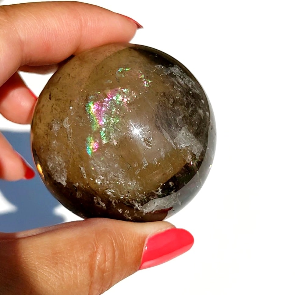 sphère en pierre quartz fumé