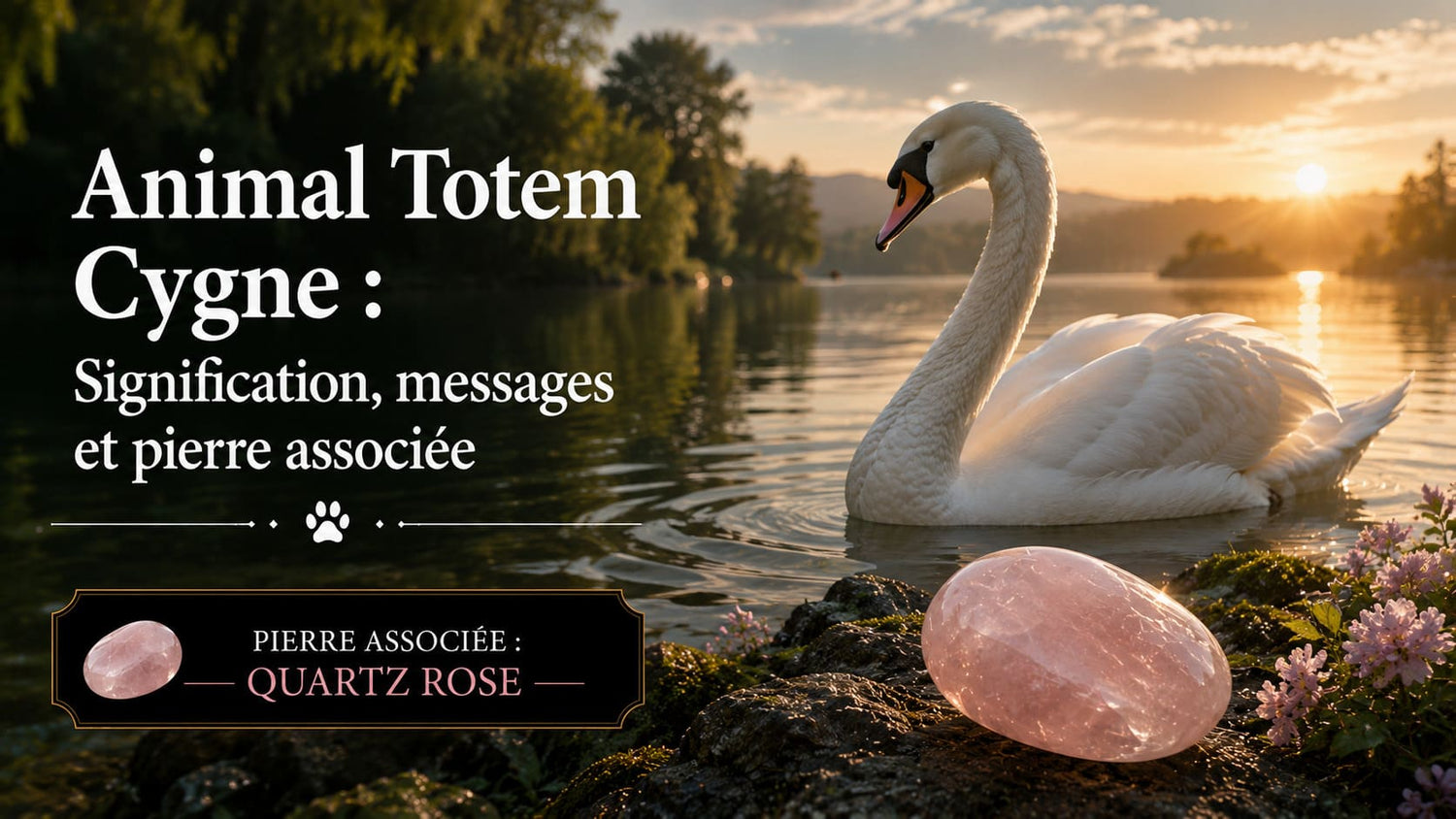 Animal Totem Cygne Quartz Rose