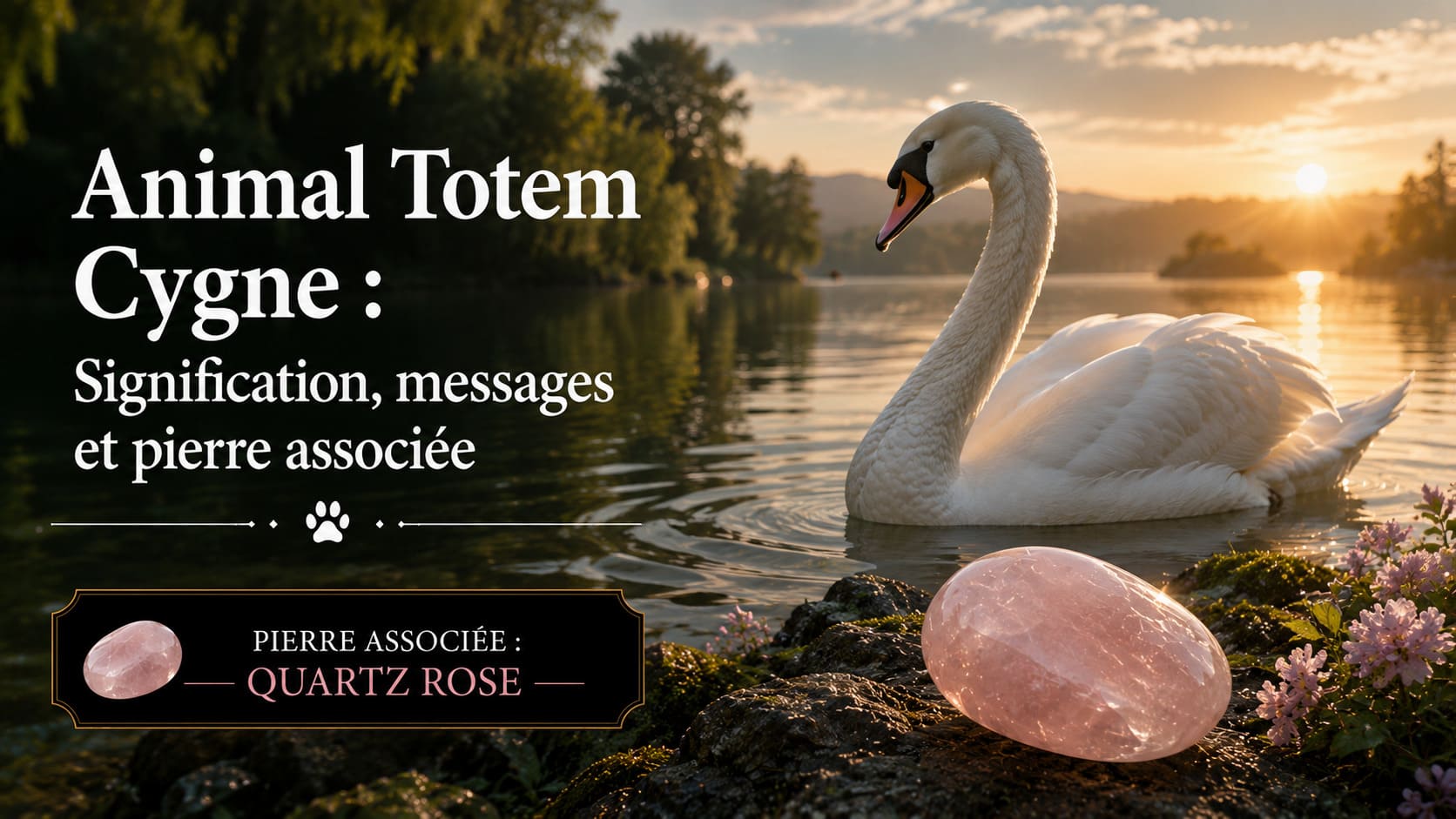 Animal Totem Cygne Quartz Rose