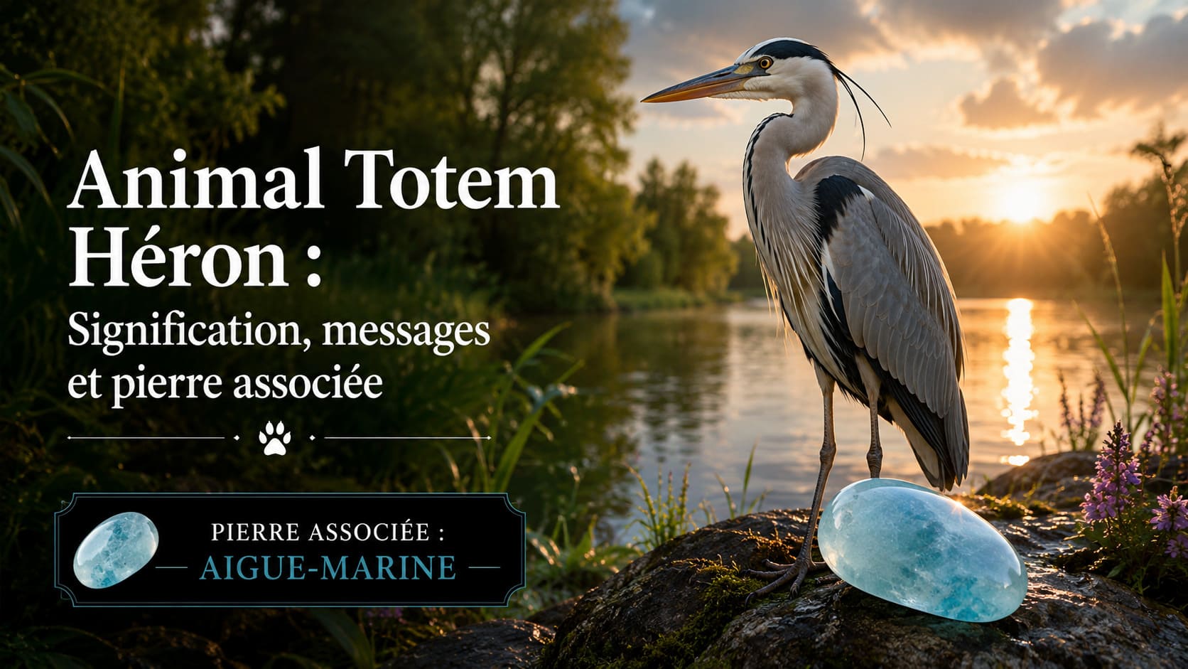 Animal Totem Héron  aigue marine