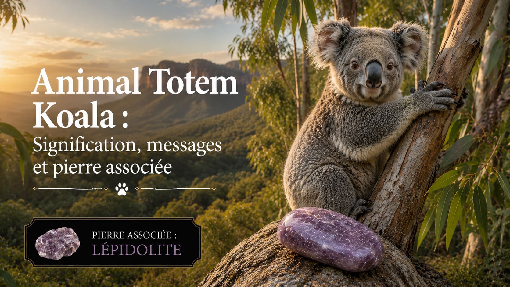 Animal Totem Koala Lépidolite