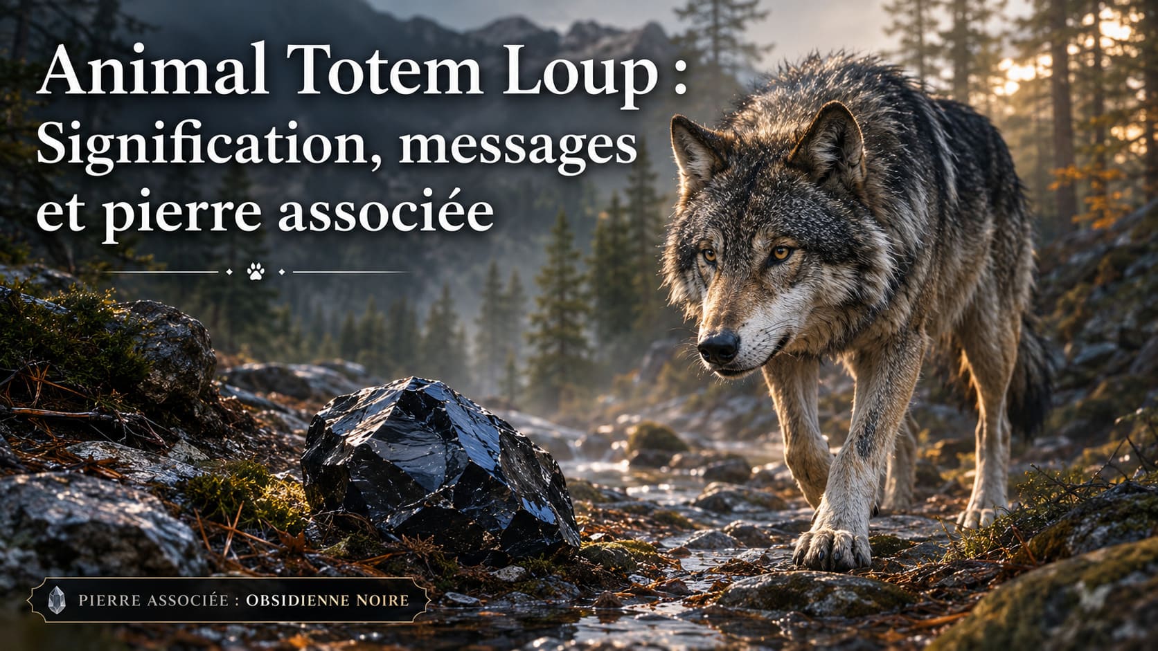 Animal Totem Loup  Obsidienne noir