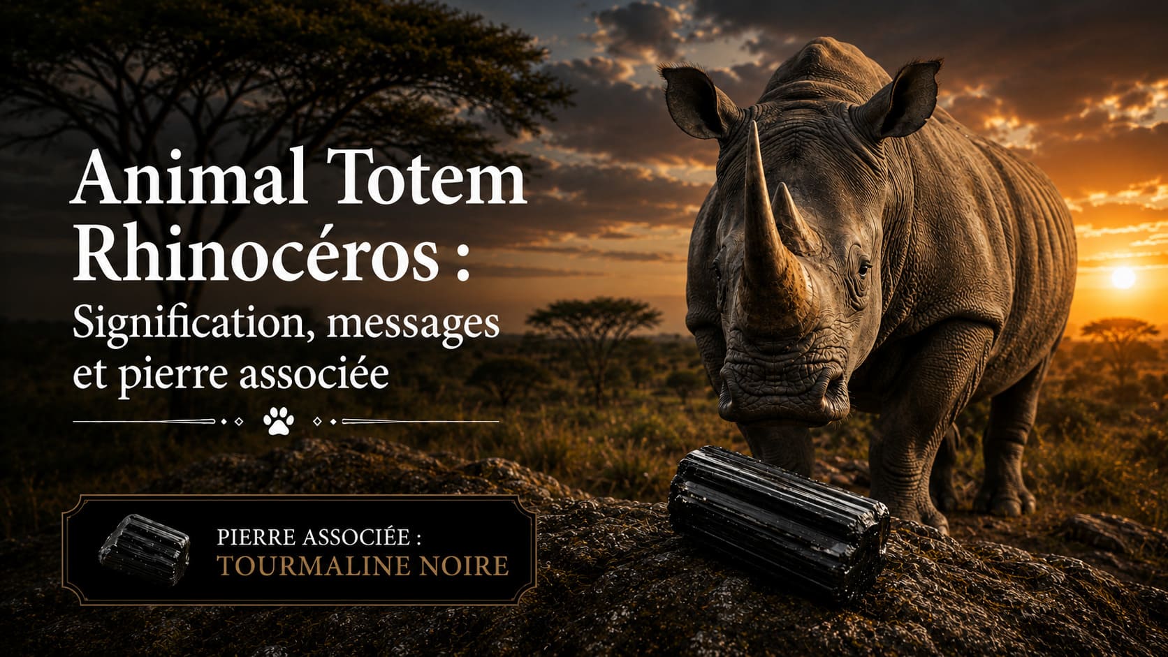 Animal Totem Rhinocéros tourmaline noire