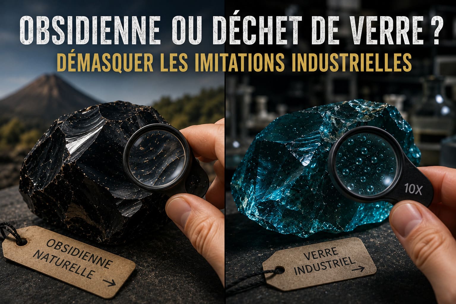 Obsidienne ou déchet de verre ? Démasquer les imitations industrielles