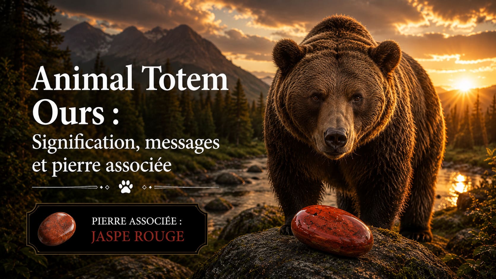 Animal Totem Ours Jaspe rouge