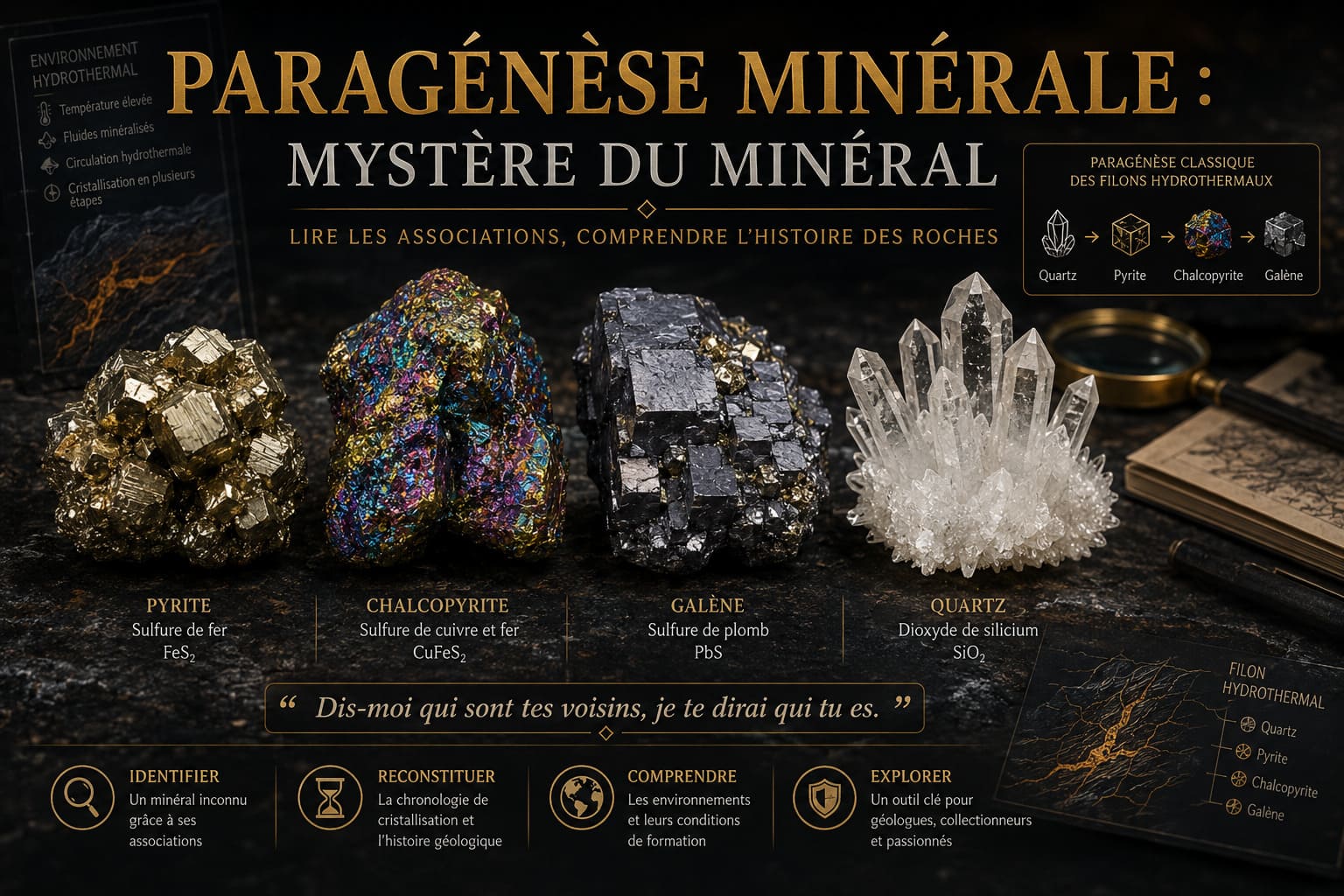 Paragenèse minérale : ce que les voisins révèlent sur un minéral