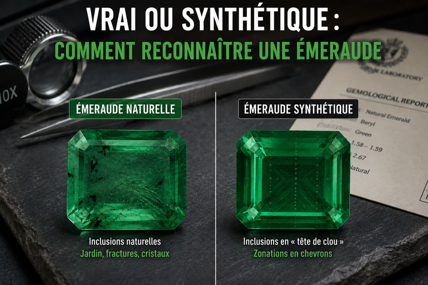 Vrai ou synthétique : comment reconnaître une émeraude de laboratoire