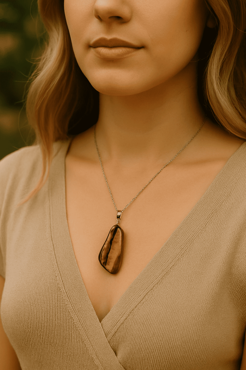 Collier pierre marron