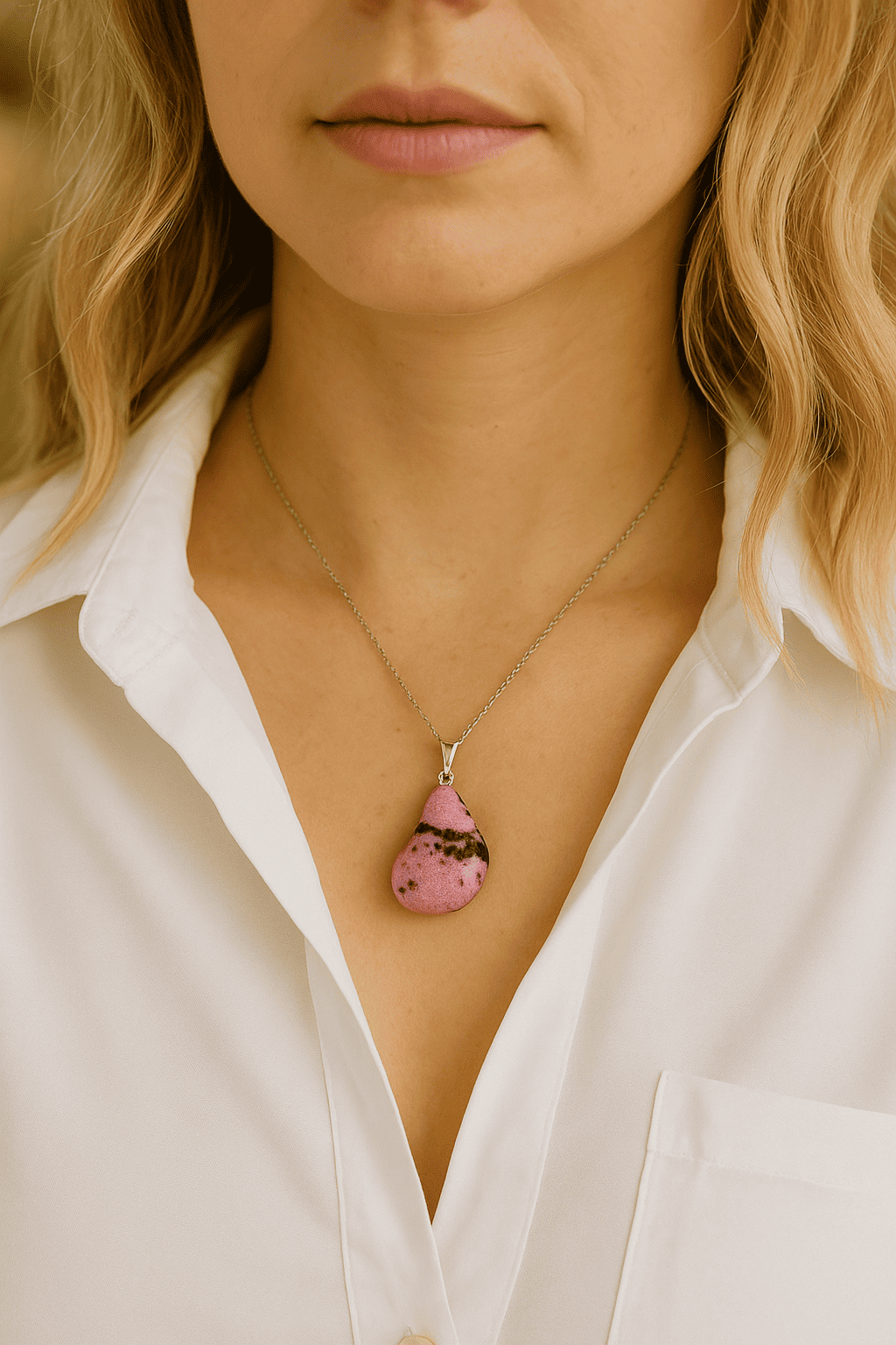 Collier pierre rose