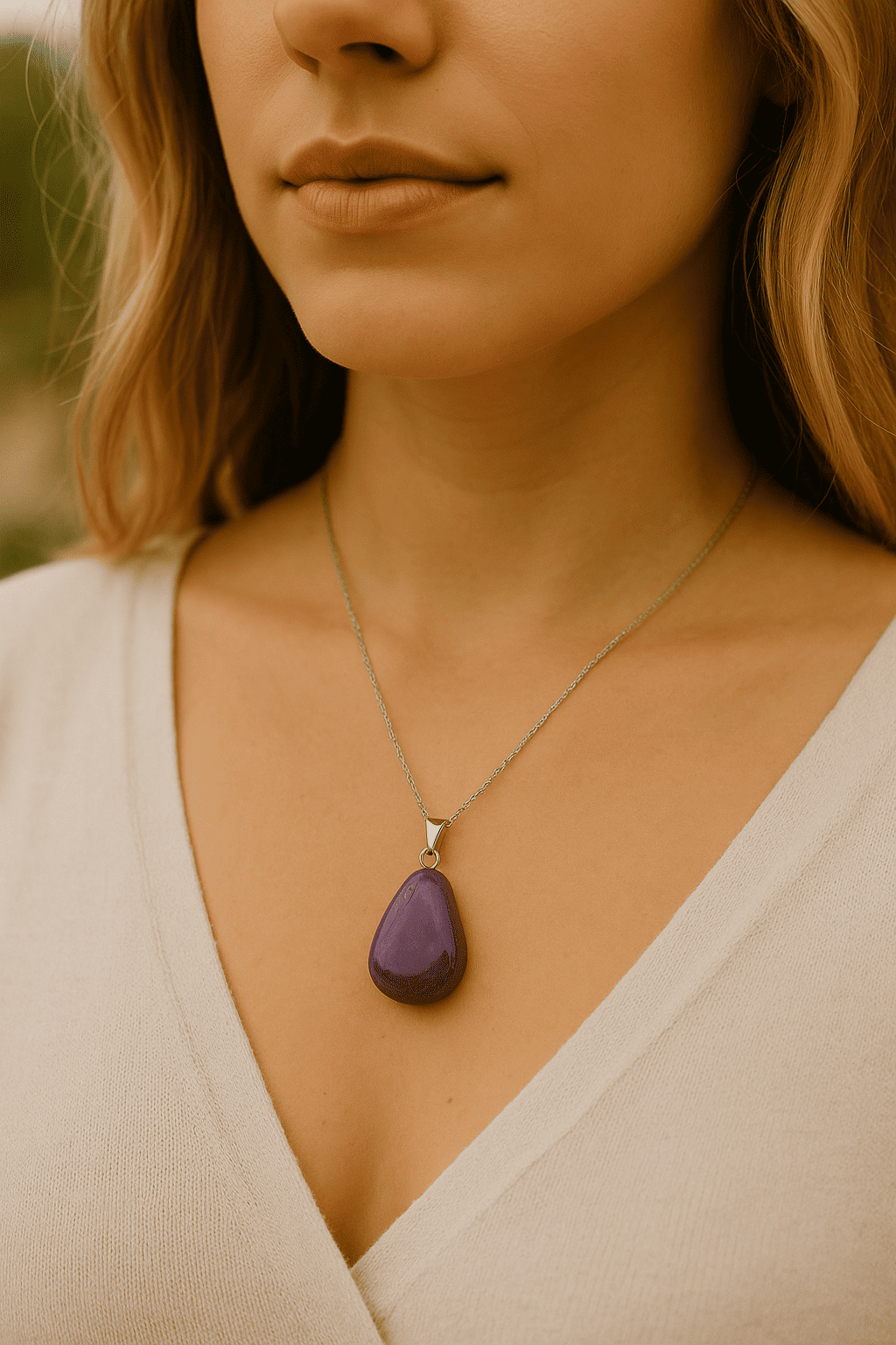 Collier pierre violette