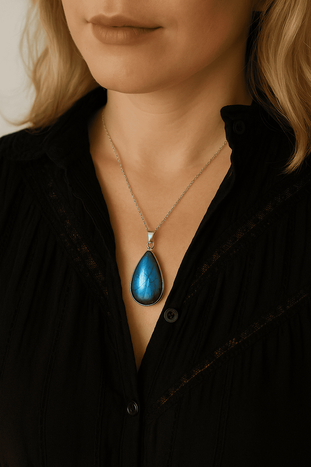 Collier pierre grise