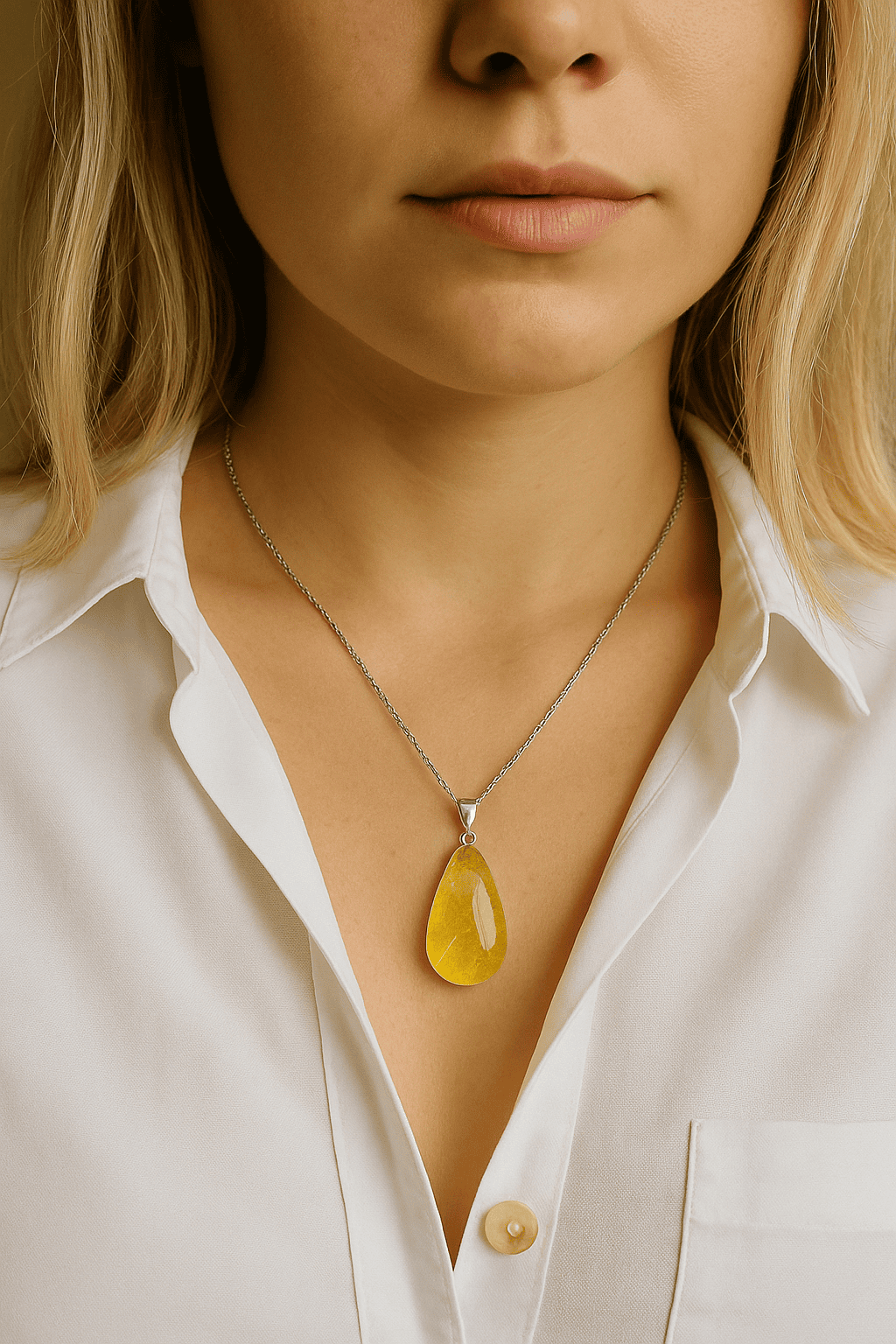 Pendentif pierre jaune