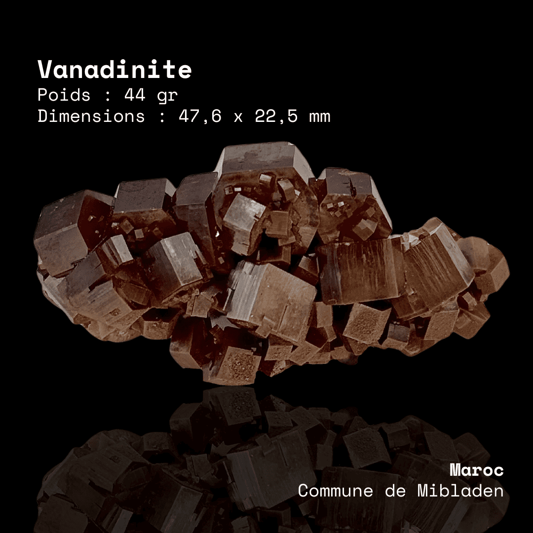 Cristaux de Vanadinite Hexagonale (4.7 cm) - Mibladen, Maroc