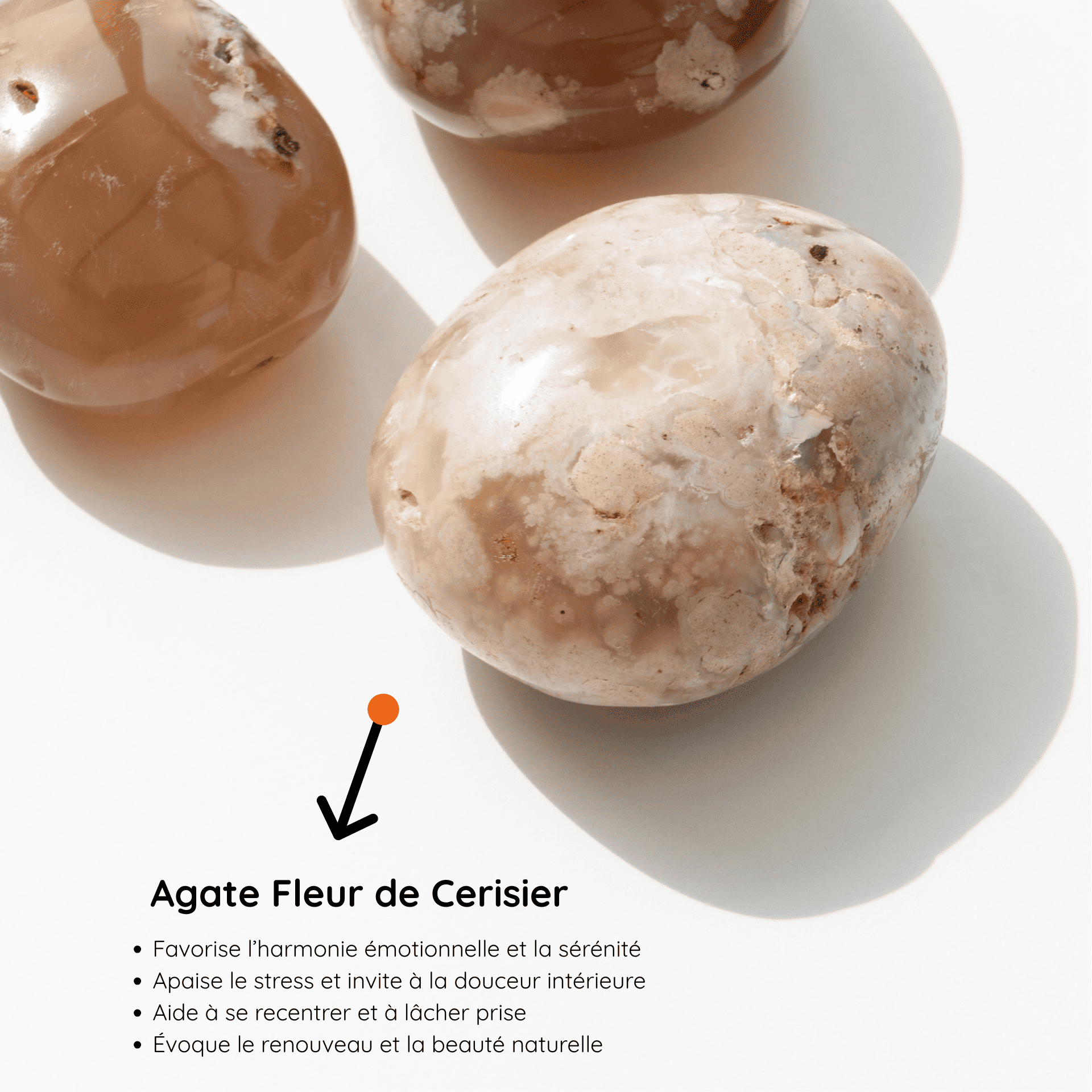 Galet Agate Fleur de Cerisier vertus