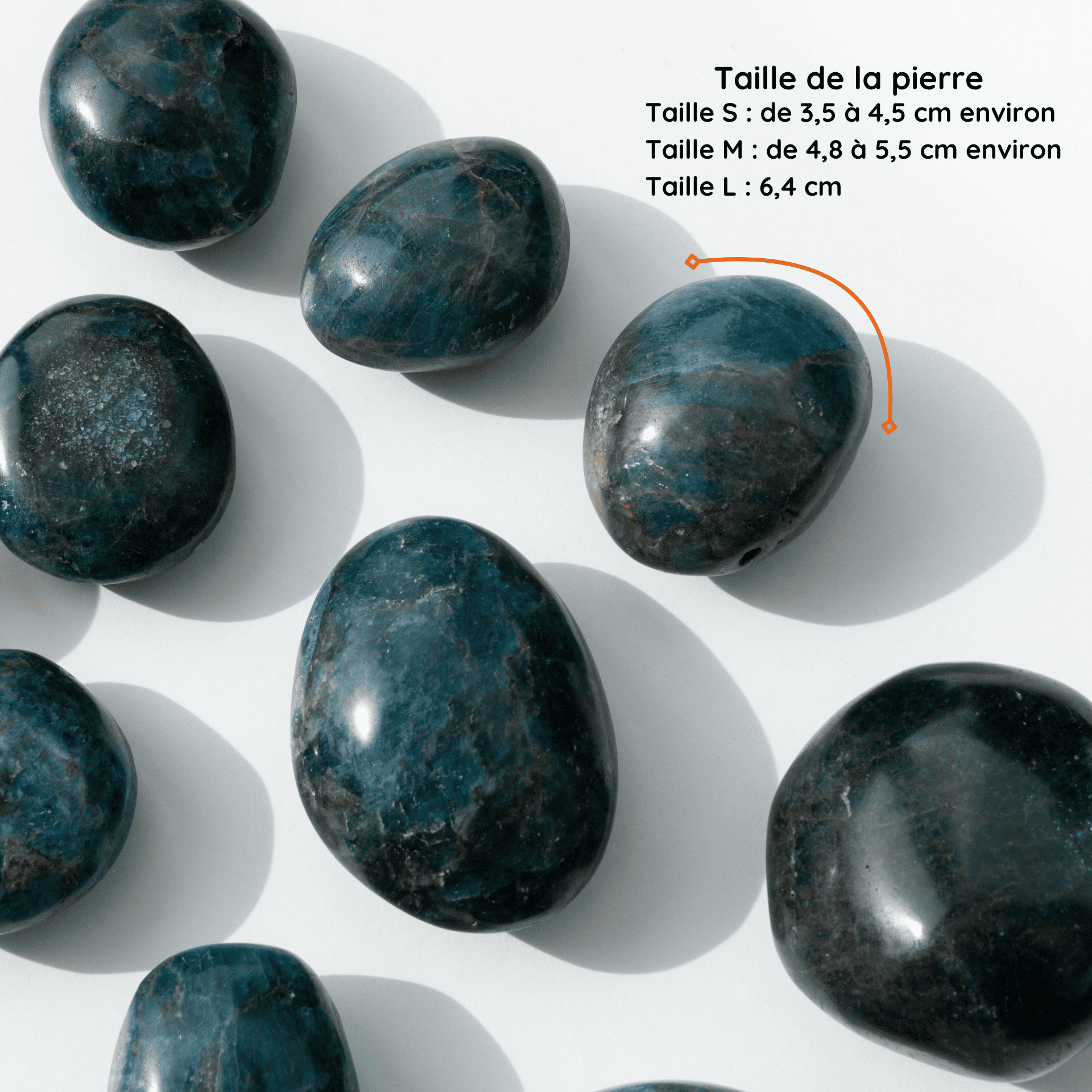 Galet Apatite Bleue taille