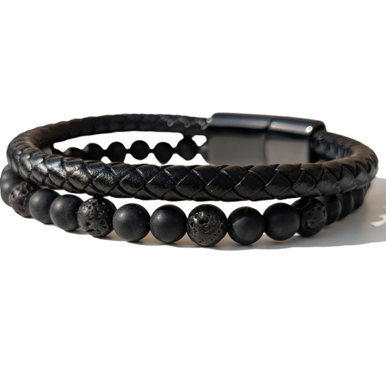 Bracelet Homme Pierre Naturelle Pierre de Lave et Shungite