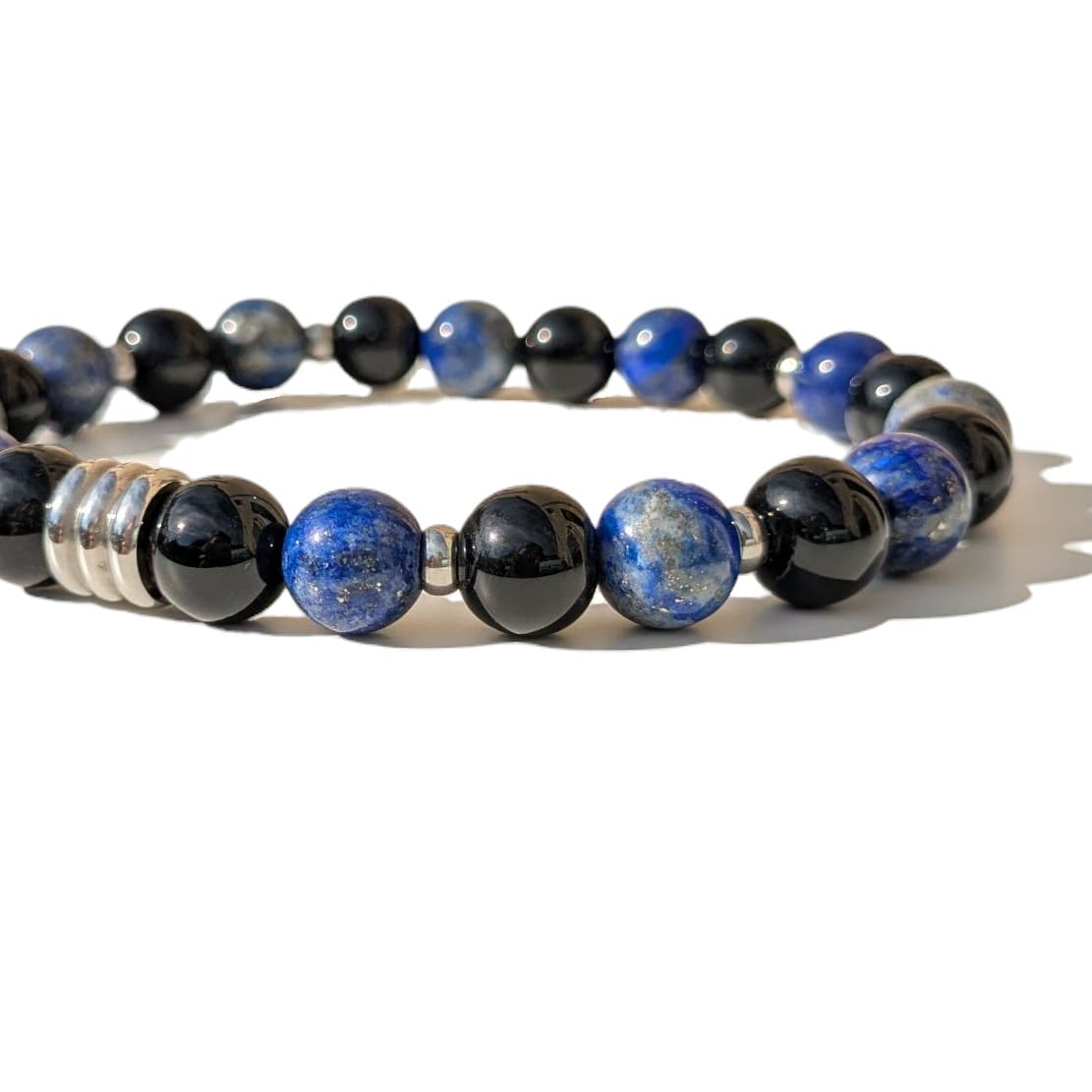 Bracelet Homme extensible Pierre Naturelle Onyx et Lapis Lazuli