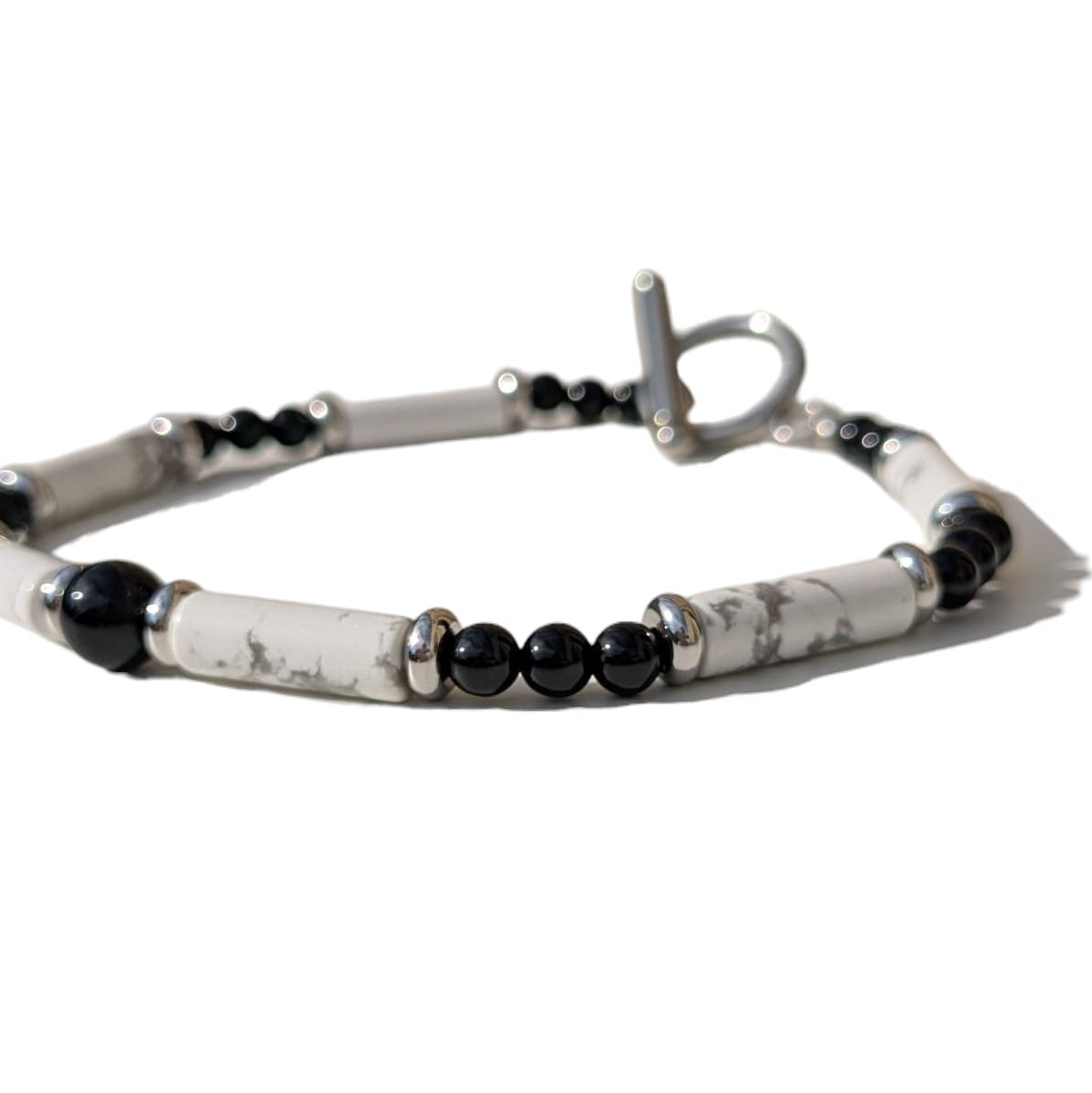 Bracelet Homme Pierre naturelle Onyx et Howlite