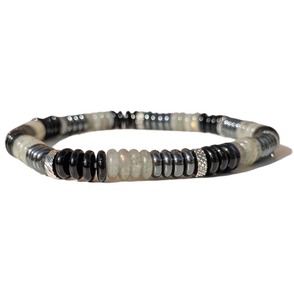 Bracelet Homme Extensible Onyx et Labradorite