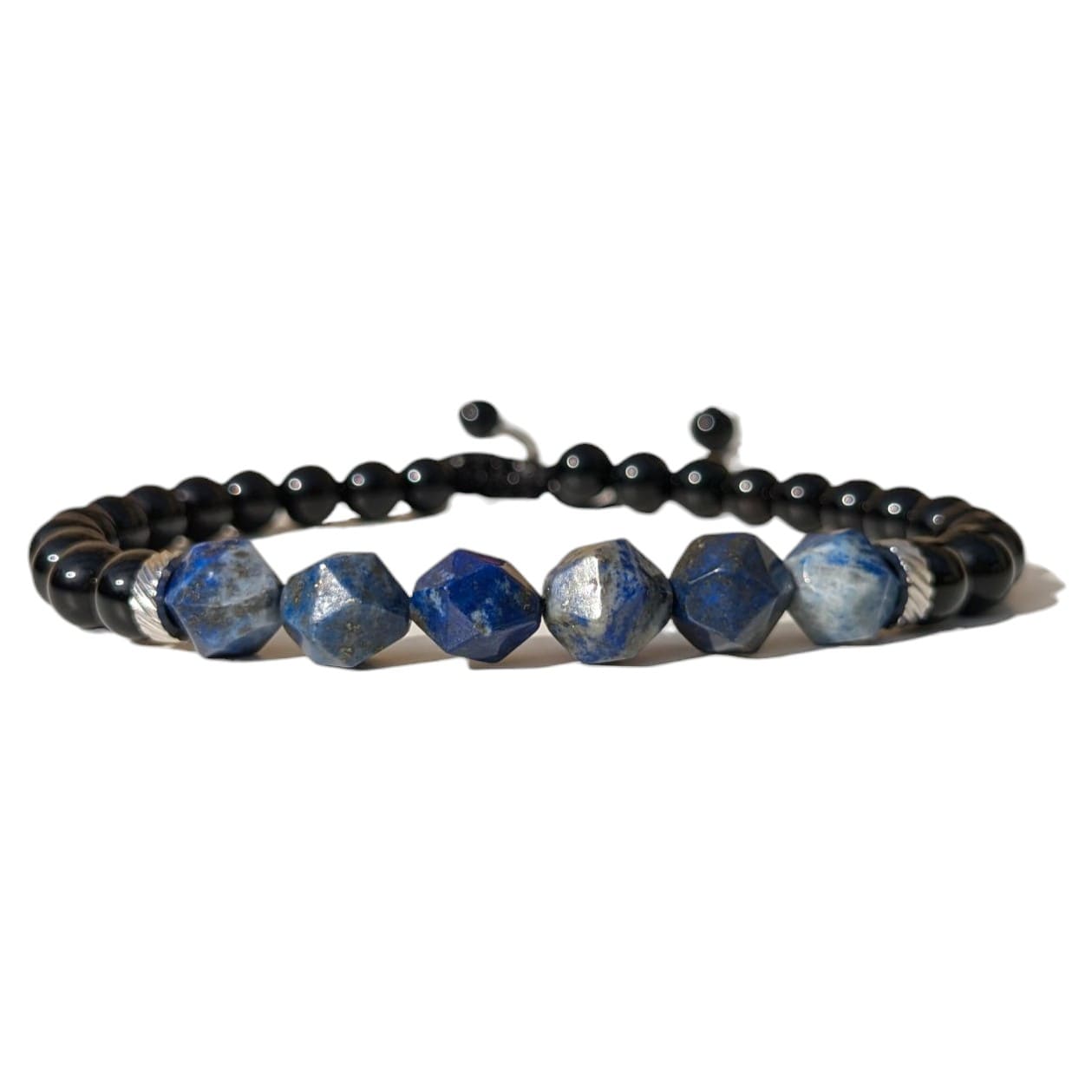 Bracelet Homme Réglable Onyx et Lapis Lazuli