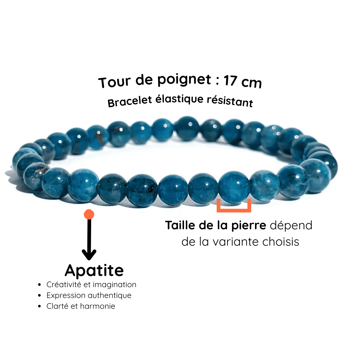 Fiche descriptive du bracelet Apatite