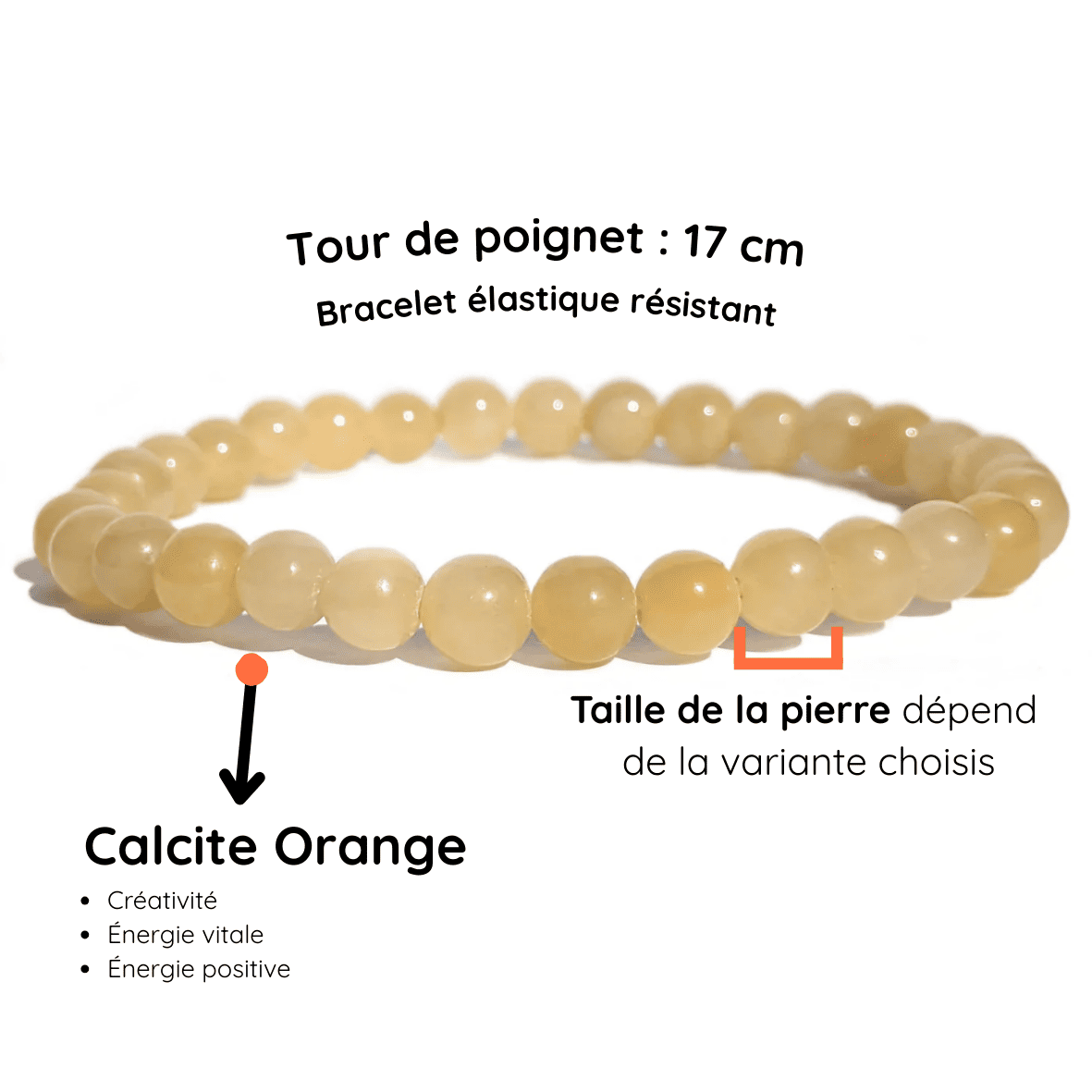Fiche Description Bracelet Calcite orange