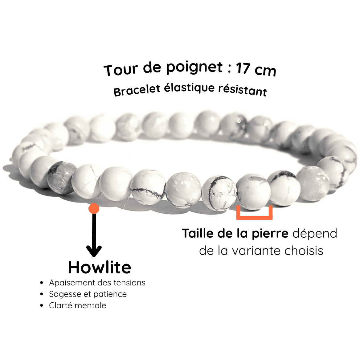 Fiche descriptif bracelet Howlite