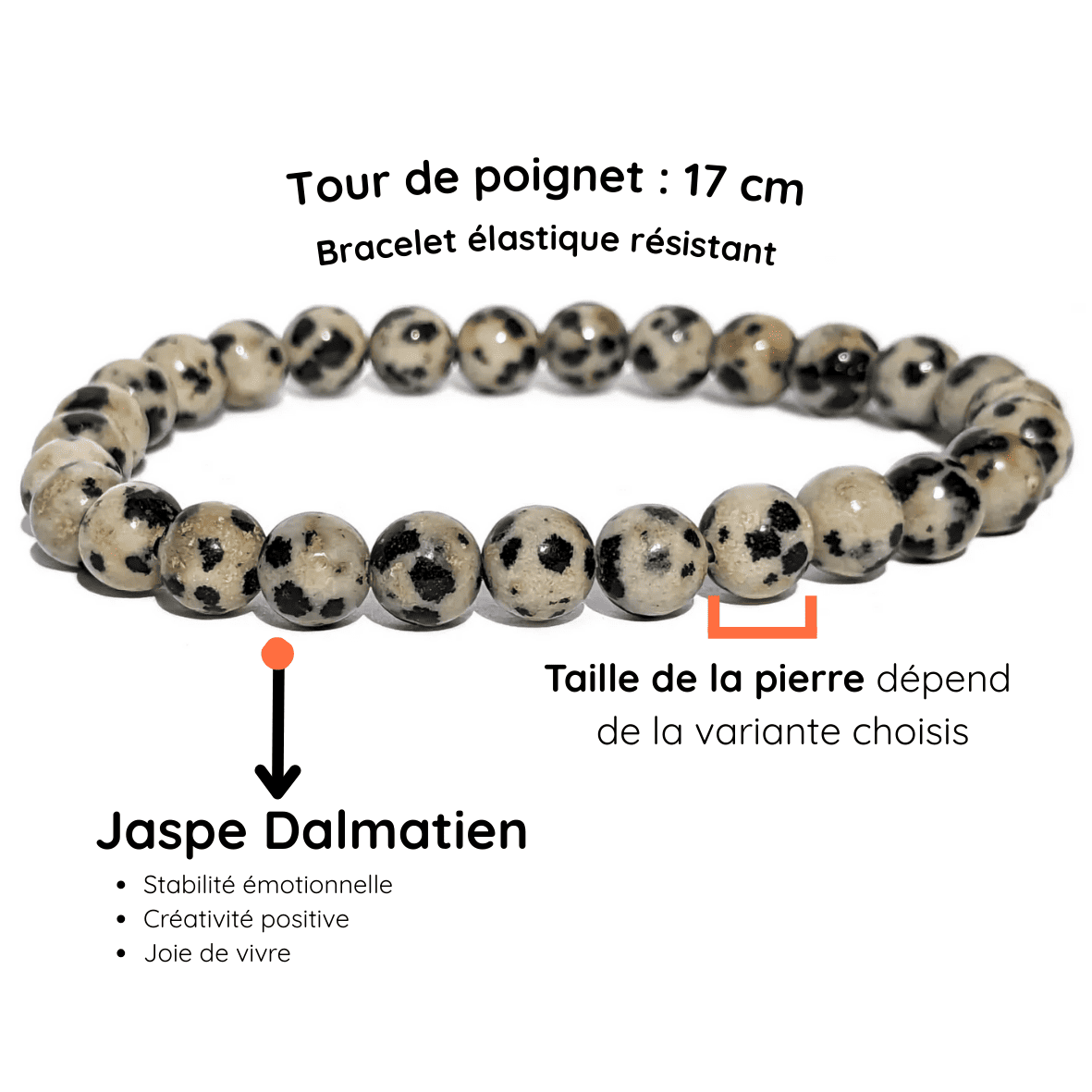 Fiche descriptive du bracelet Jaspe Dalmatien