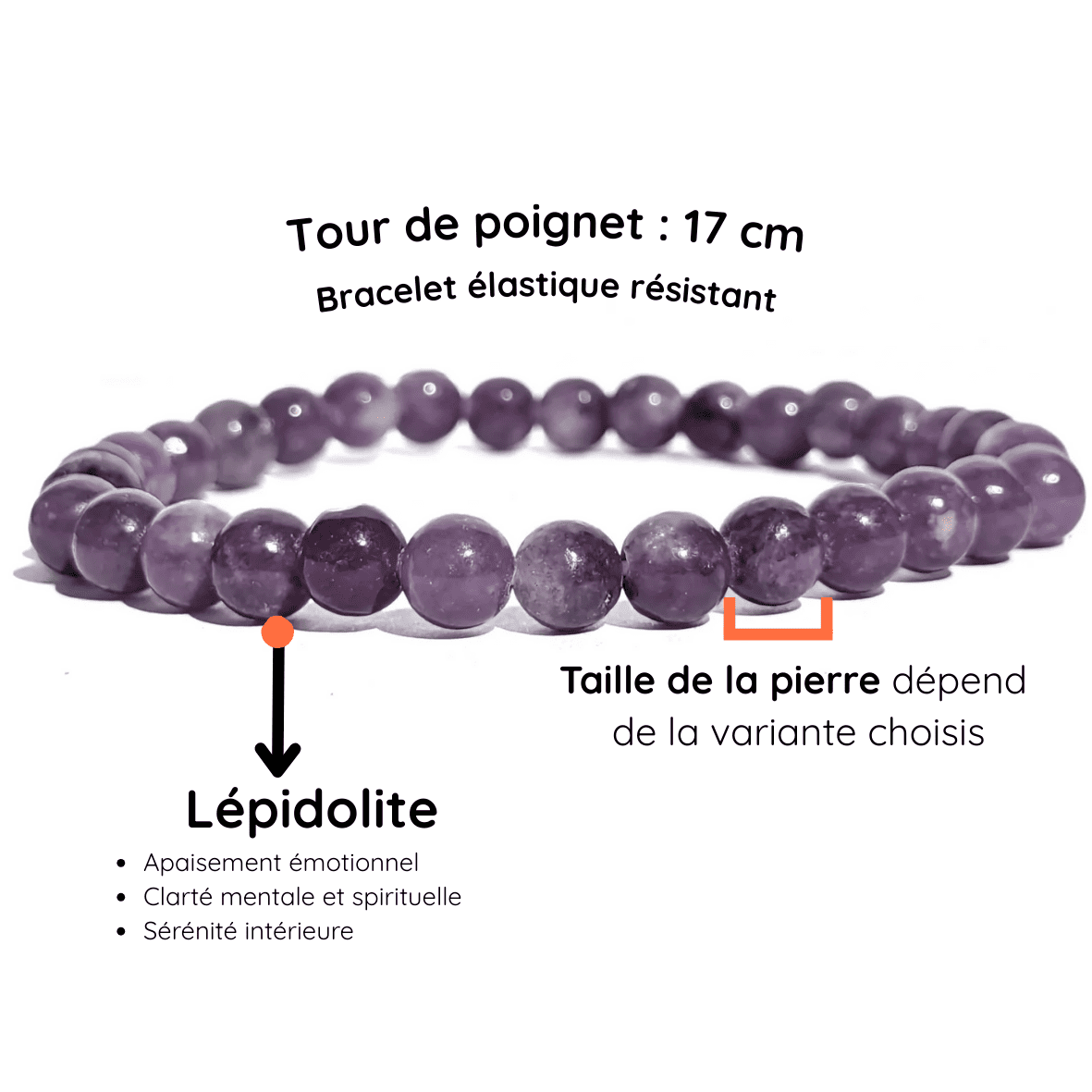 Fiche descriptive du bracelet  Lépidolite