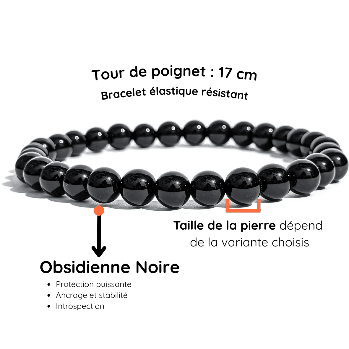 Fiche descriptive du bracelet Obsidienne noire