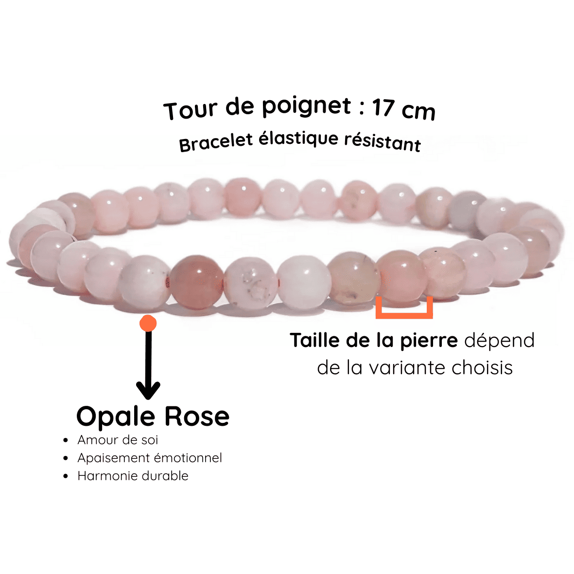 Fiche descriptive du bracelet opale rose