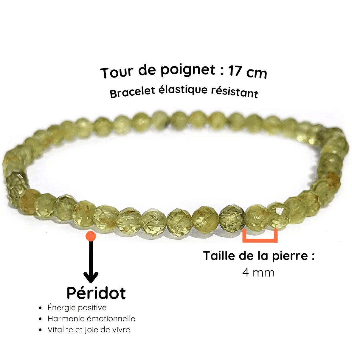 Fiche descriptive du bracelet  Péridot