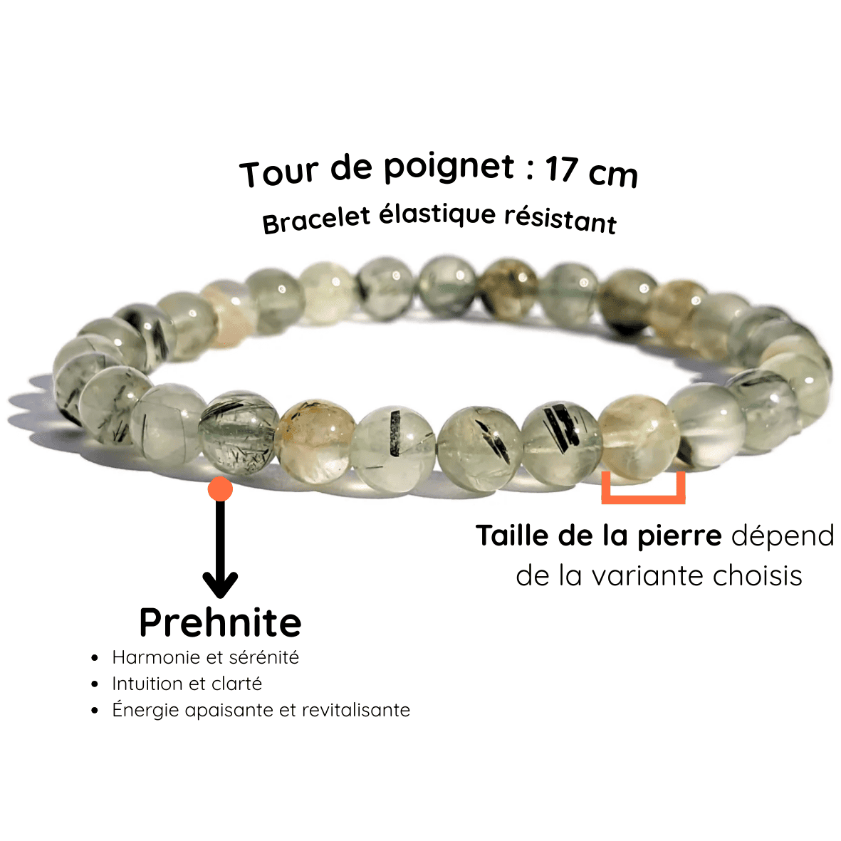 Fiche descriptive du bracelet Prehnite