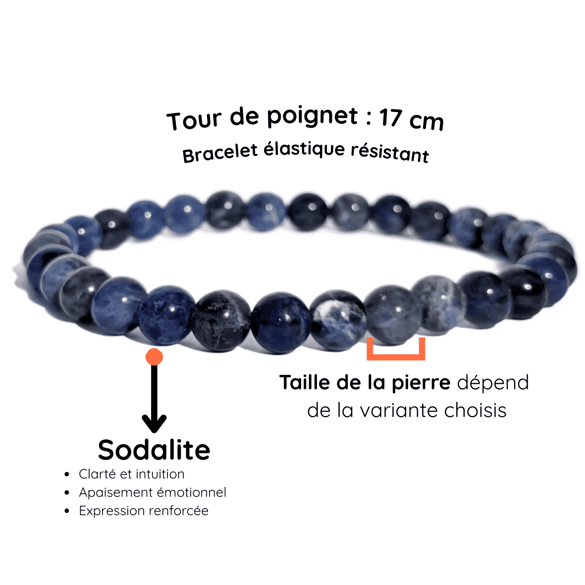 Fiche descriptive du Bracelet pierre Sodalite