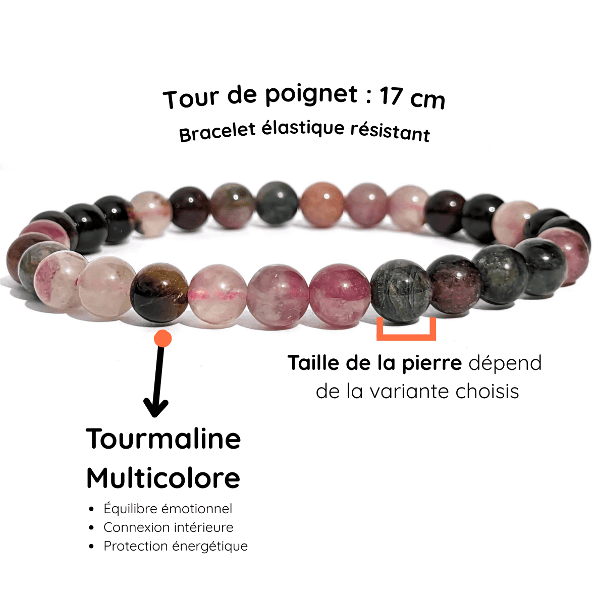 Fiche Description Bracelet Tourmaline multicolore