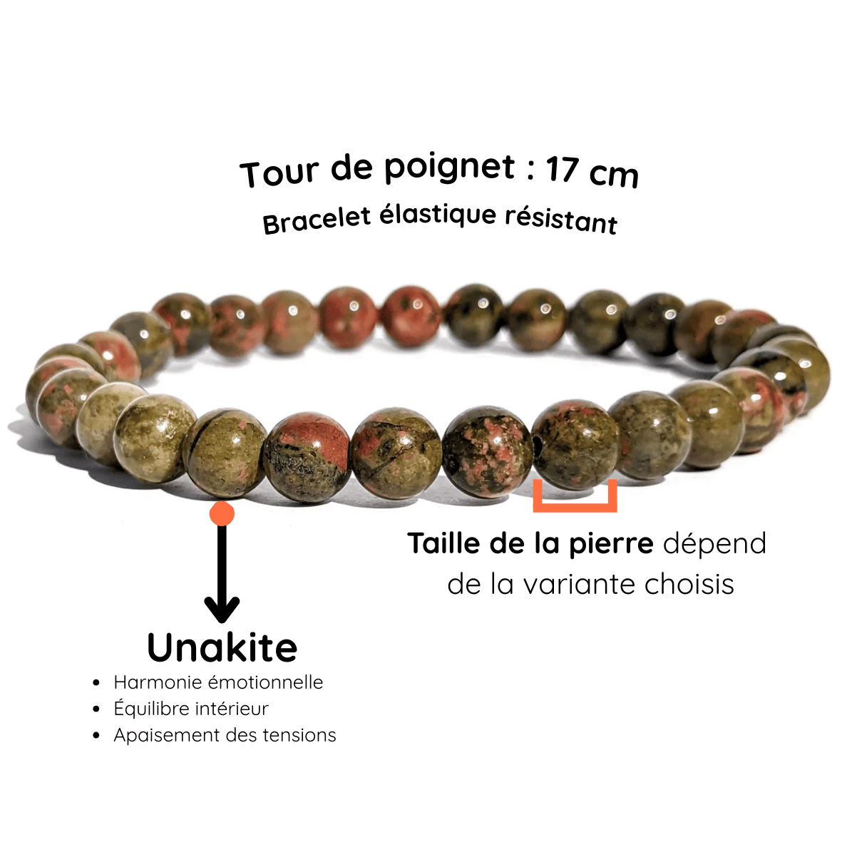 Fiche descriptive du Bracelet pierre unakite