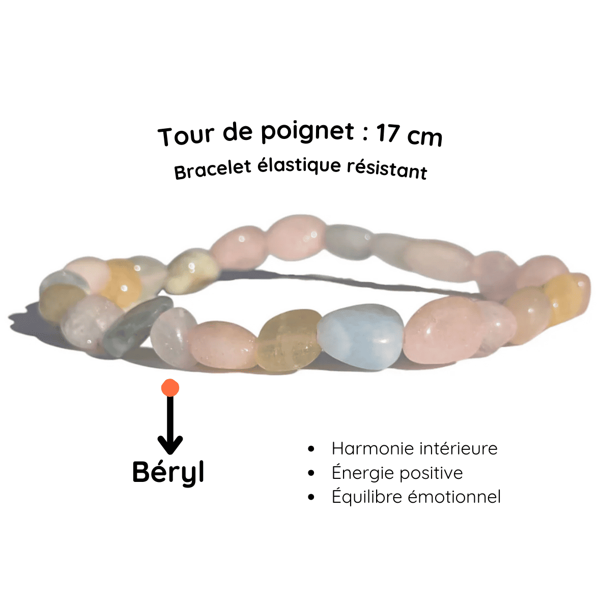 Fiche descriptive du Bracelet pierre roulée  Béryl