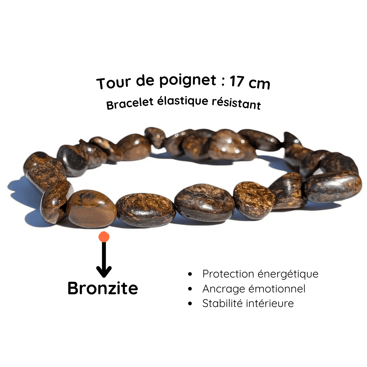 Fiche descriptive du Bracelet pierre roulée Bronzite