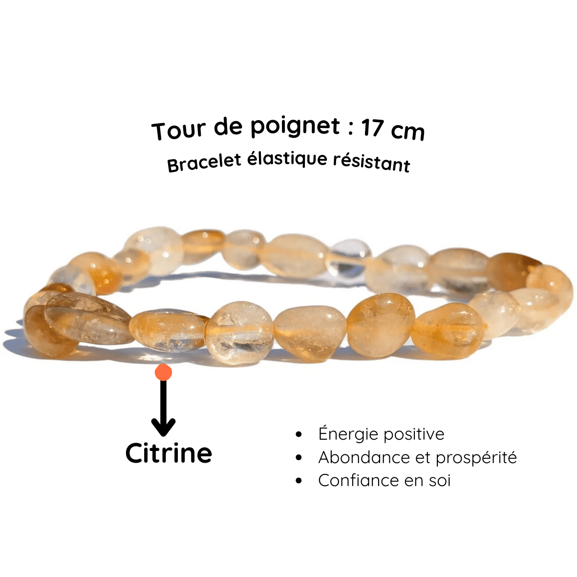 Fiche descriptive du Bracelet pierre roulée   Citrine