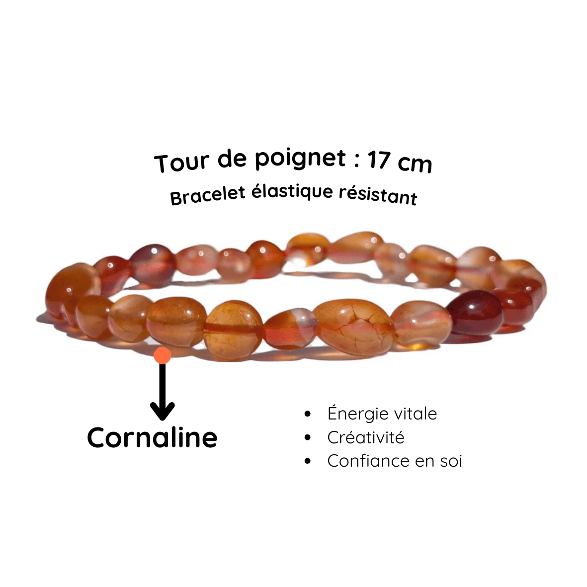 Fiche descriptive du Bracelet pierre roulée   Cornaline