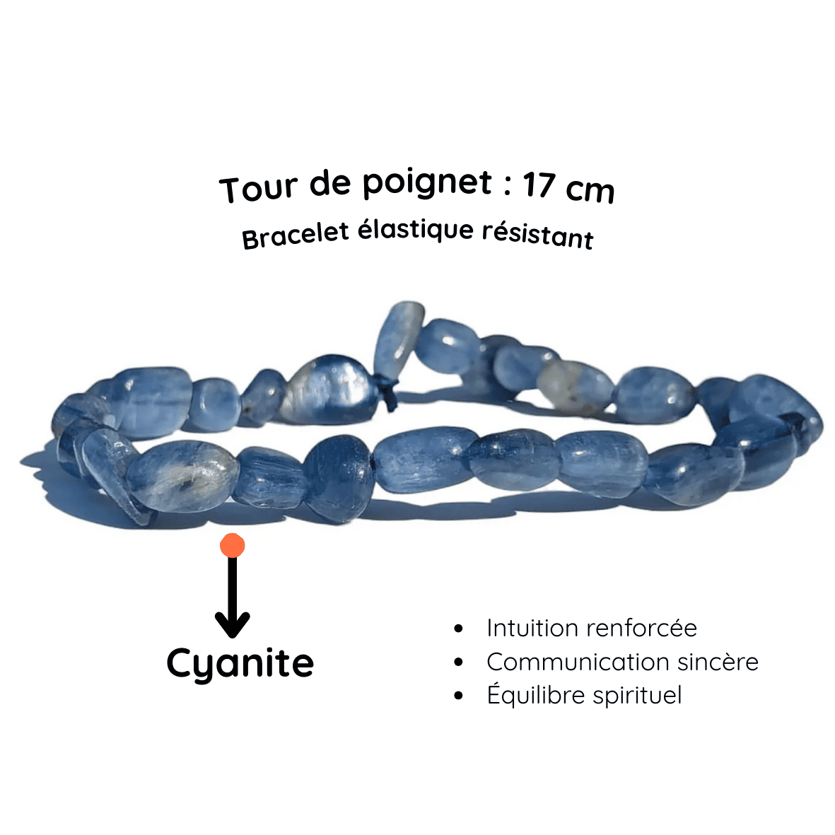 Fiche descriptive du Bracelet pierre roulée  Cyanite