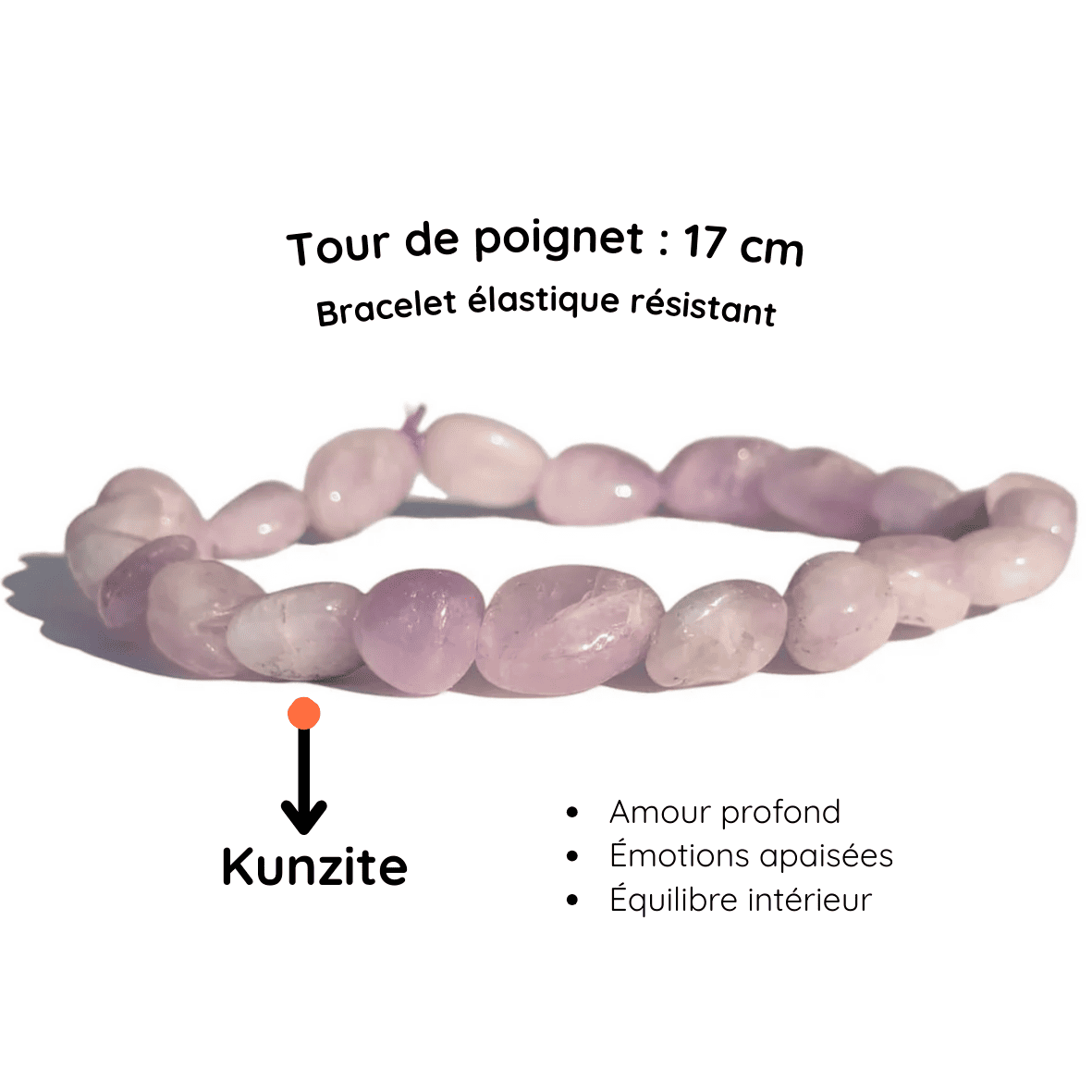 Fiche descriptive du Bracelet pierre roulée
Kunzite