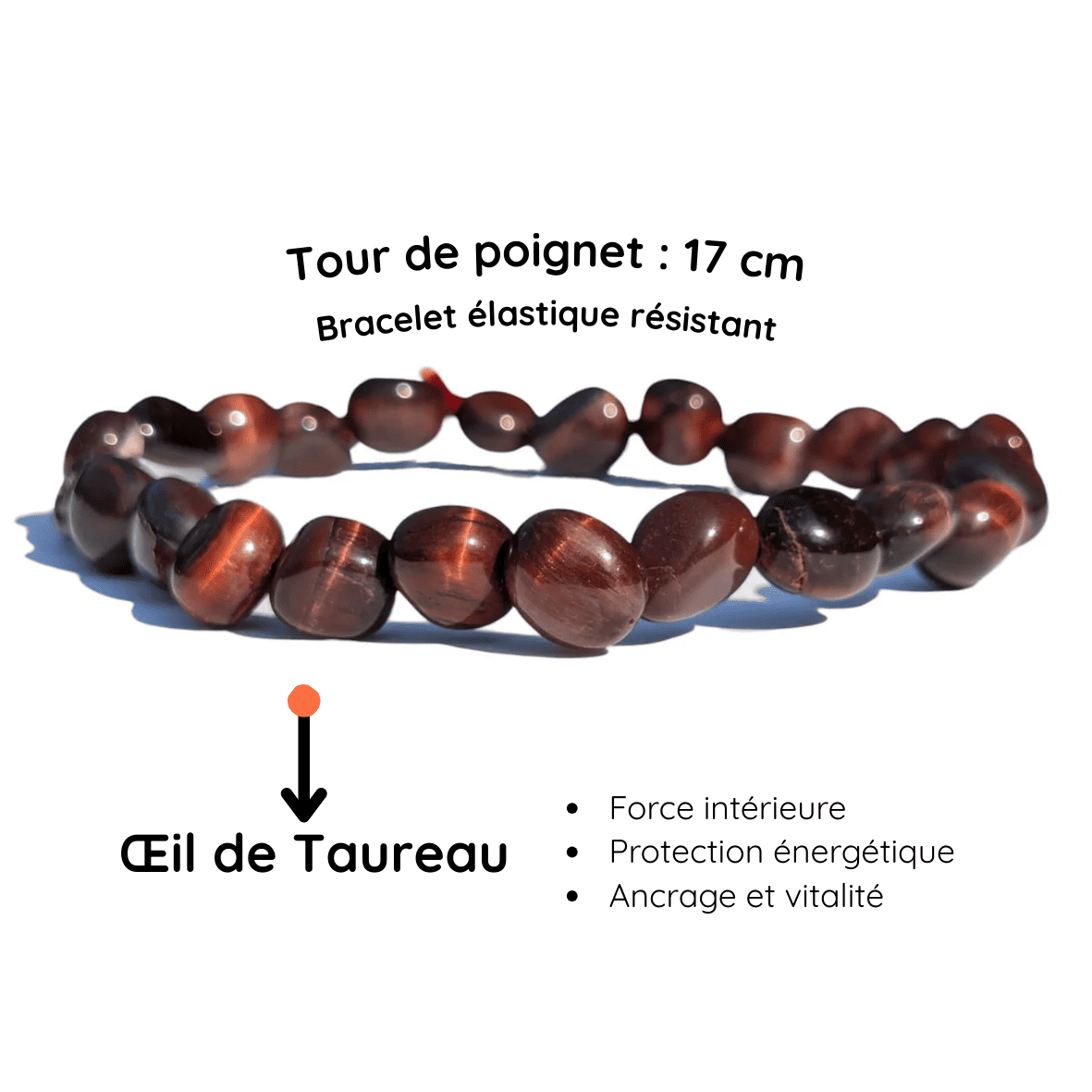 Fiche descriptive du Bracelet pierre roulée
Oeil de Taureau
