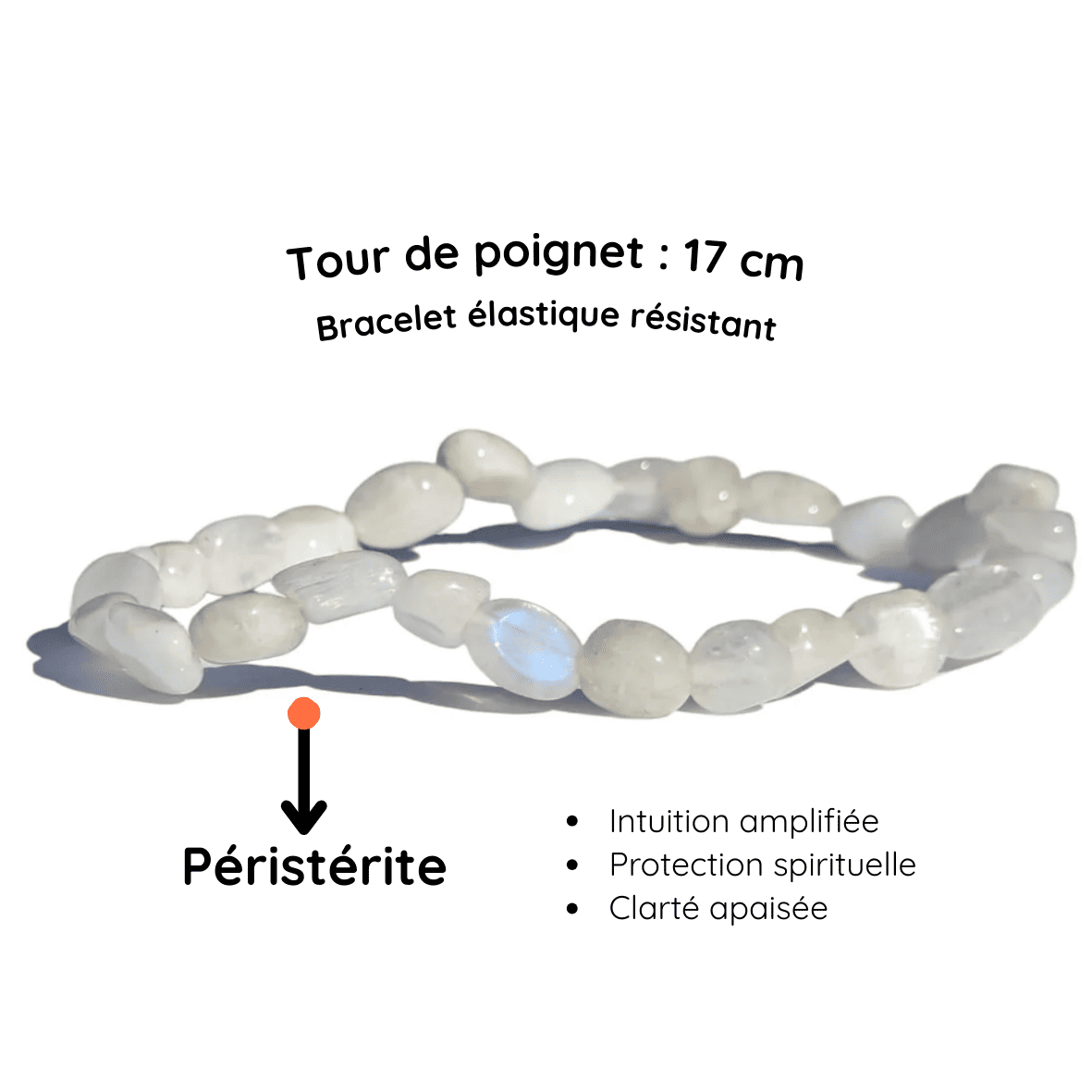 Fiche descriptive du Bracelet pierre roulée
péristérite