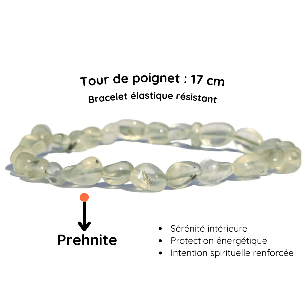 Fiche descriptive du Bracelet pierre roulée
prehnite