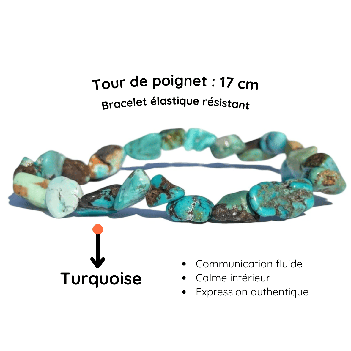 Fiche descriptive du Bracelet pierre roulée
Turquoise